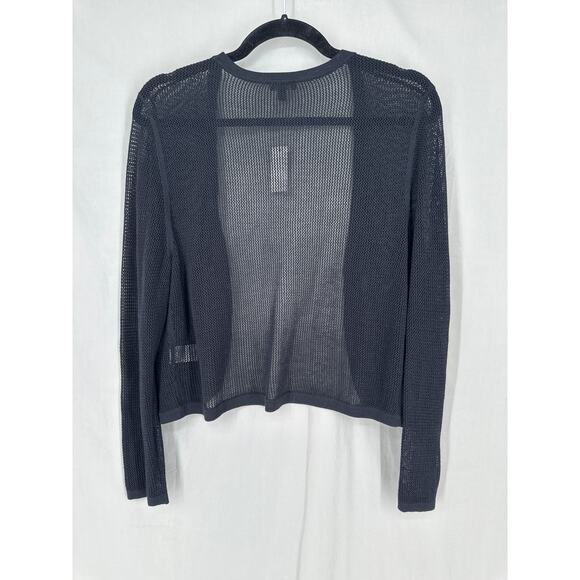 Talbots Cardigan Sweater Womens Large Black Lightweight Open Knit New - Picture 3 of 8